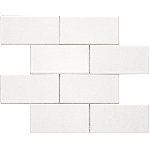 12x12 Ceramic Mosaic sheet tile in White Brick colorway