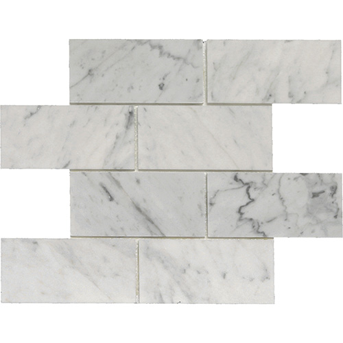 12x12 Marble/Limestone Mosaic sheet tile in White Carrera Brick colorway