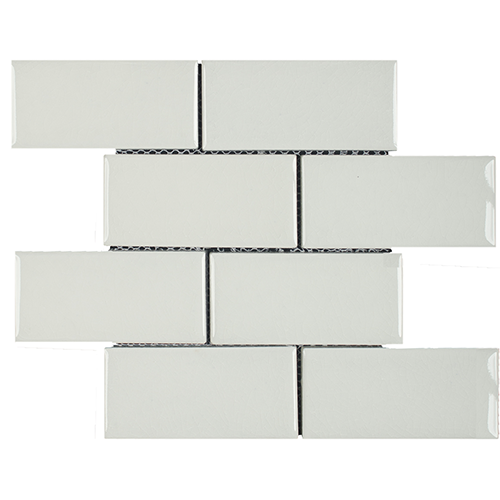 12x12 Ceramic Mosaic sheet tile in White Crackled Brick colorway