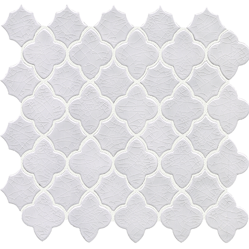 12x12 Ceramic Mosaic tile in Amara White Crackle colorway