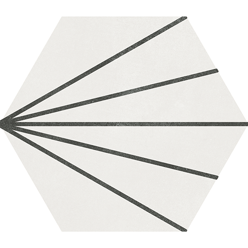 9x10 Porcelain tile in Aura White Decor Hexagon colorway