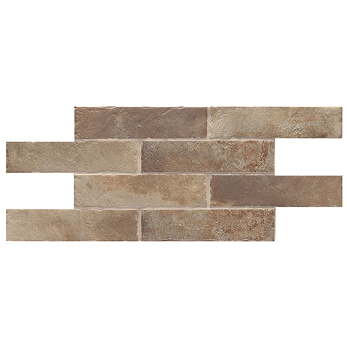 2.5x10 Porcelain tile in Boston Brick West colorway