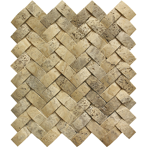 12x12 Travertine Mosaic tile in Concave Herringbone Philadelphia colorway