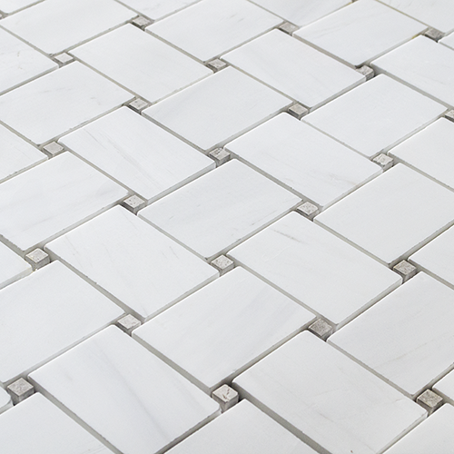 12x12 Marble/Limestone Mosaic tile in Dolomite Large Basketweave colorway