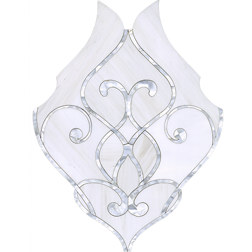 9.37x16.85 Waterjet Mosaic tile in Leena Pattern Pearl Blend colorway