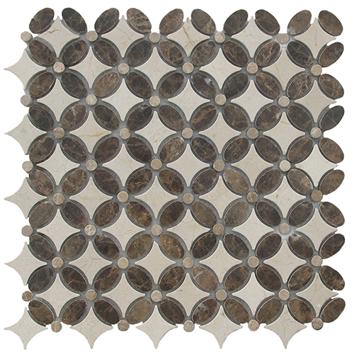13.02x13.02 Marble/Limestone Mosaic tile in Manchester Pattern Morocco Blend colorway