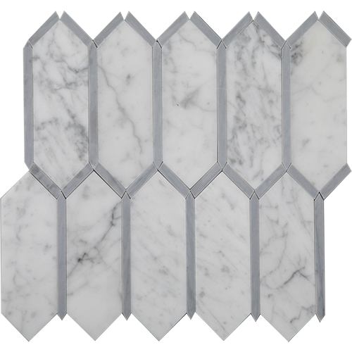 10.4x11.02 Marble/Limestone Mosaic tile in Madison Picket Eclipse Blend colorway