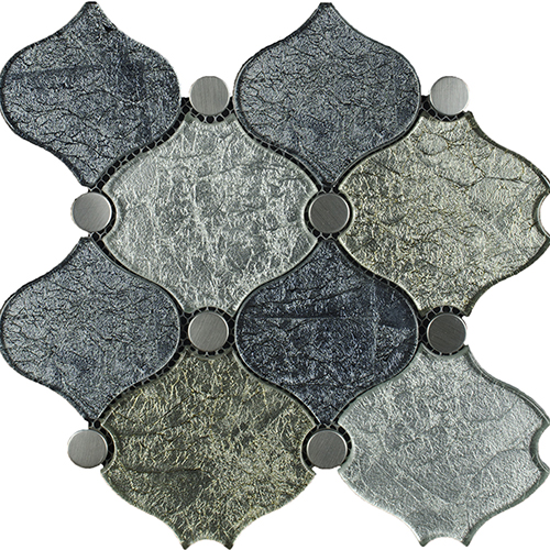 10.60x10.43 Glass Mosaic tile in Madrid Grand Pattern colorway