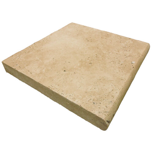 3cm 12x12 Travertine Exterior tile in Light Walnut Travertine Single Bullnose Coping