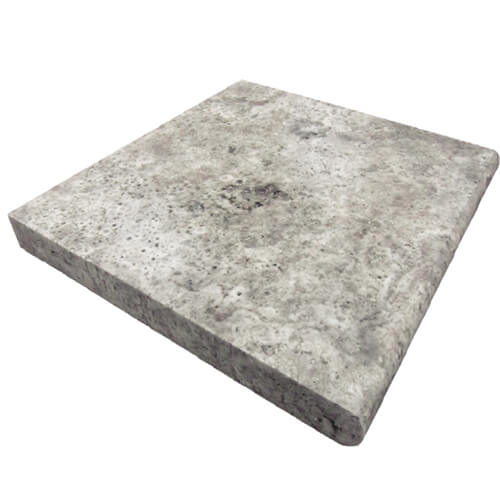 3cm 12x12 Travertine Exterior tile in Silver Travertine Single Bullnose Coping