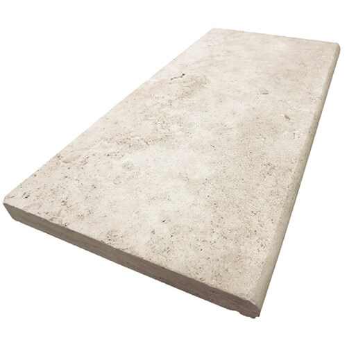 3cm 12x24 Travertine Exterior tile in Ivory Travertine Single Bullnose Coping