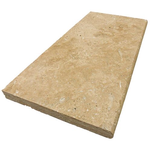 3cm 12x24 Travertine Exterior tile in Light Walnut Travertine Single Bullnose Coping