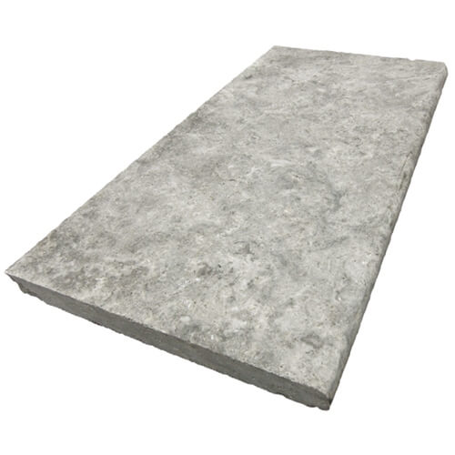 3cm 12x24 Travertine Exterior tile in Silver Travertine Single Bullnose Coping