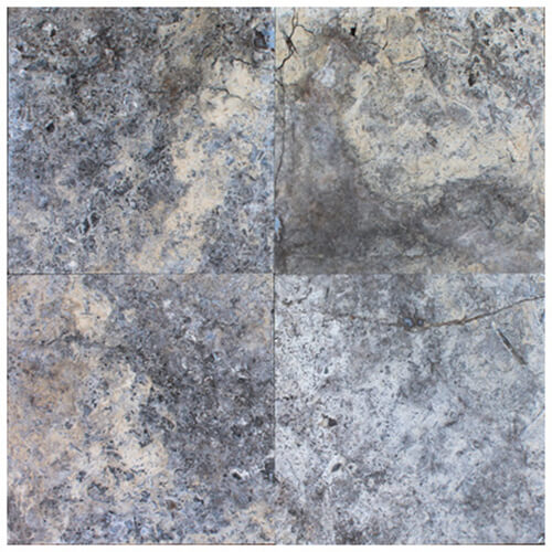 Travertine Field tile in Silver Honed and Filled colorway