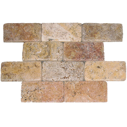 3x6 Travertine Field Tile in Yukon Tumbled colorway