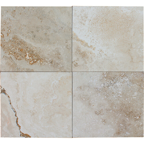 Travertine Field tile in Creme Brulee Honed and Filled colorway