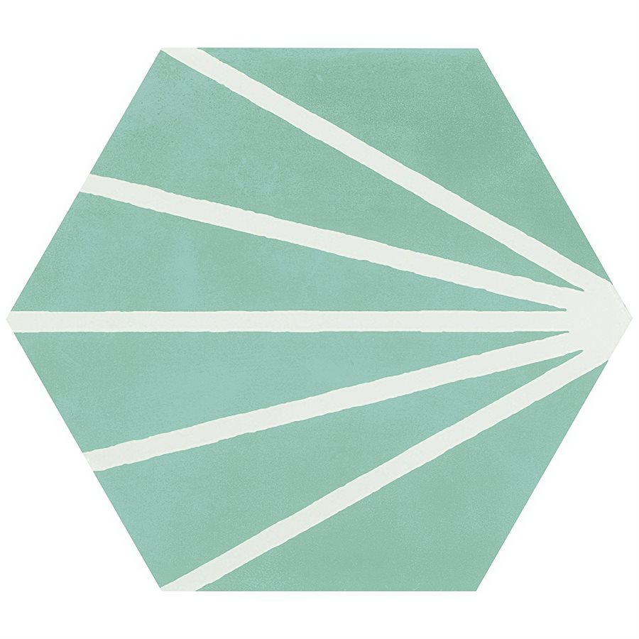 Aries Turquoise with Blanco Line 8 Hex Porcelain Tile