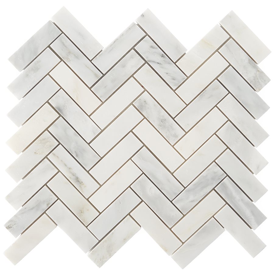 Asian Statuary 1x3 Herringbone Polished Marble Tile