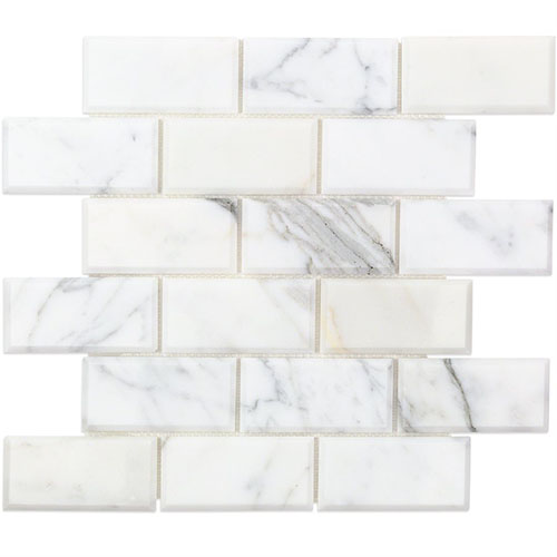 Calacatta 2x4 Beveled Polished Marble Tile