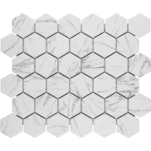 Porcelain Tile in 2" Hex White colorway