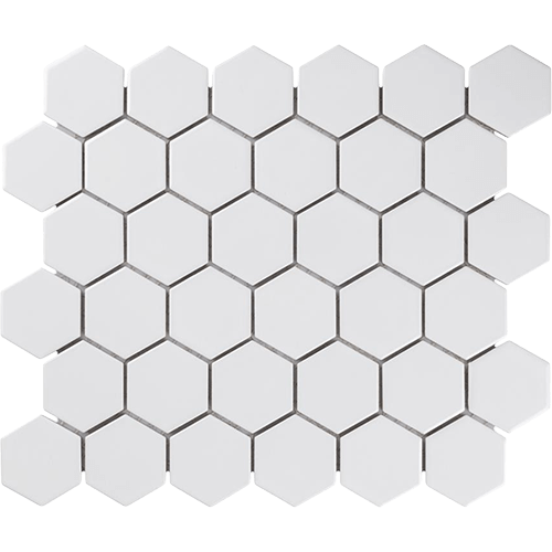 Metro Hex 2" Glossy White Porcelain Mosaic Tile
