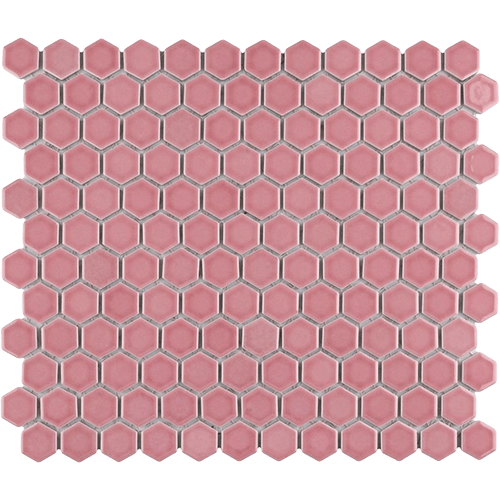 Tribeca Hex 1" Glossy Blush Porcelain Mosaic Tile
