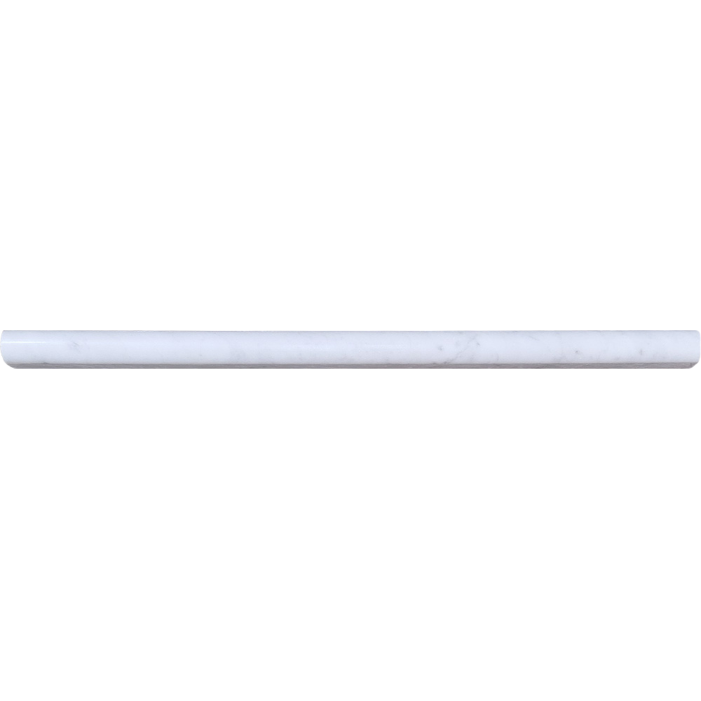 0.5 x 12 Carrara White Bullnose Pencil Polished Marble