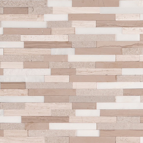 Marble Mosaic sheet tile in Arctic Storm Interlocking 3D Peel and Stick