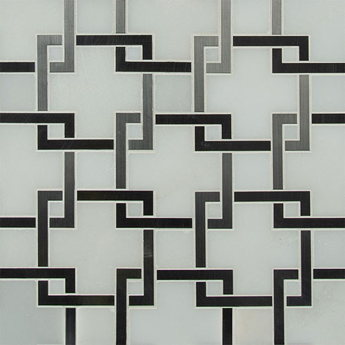 Marble Mosaic sheet tile in Blanco Lynx Polished