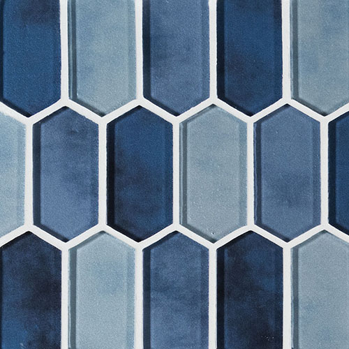 Glass Mosaic sheet tile in Boathouse Blue Picket