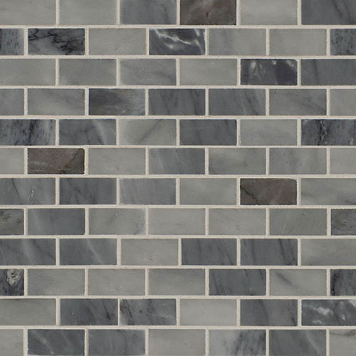Marble Mosaic sheet tile in Carrara Classique Brick 1x2 Honed
