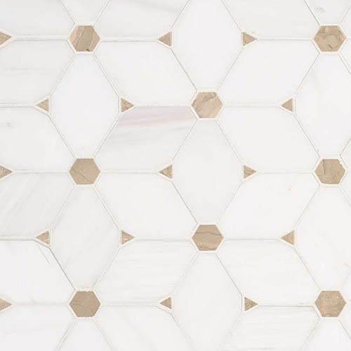 Marble Mosaic sheet tile in Cecily Pattern Polished