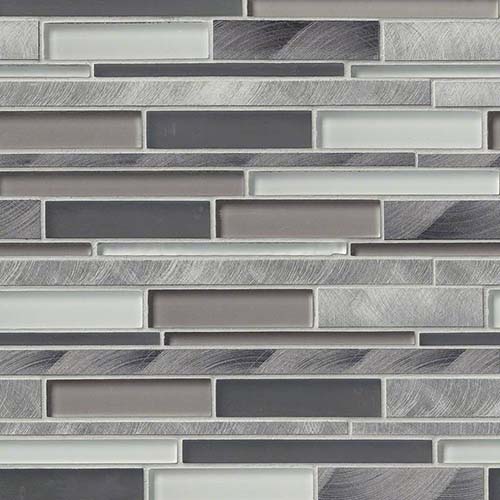 Glass Metal Mosaic sheet tile in Cityscape Interlocking Pattern