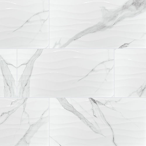 Ceramic tile in Dymo Statuary Wavy White 12x24
