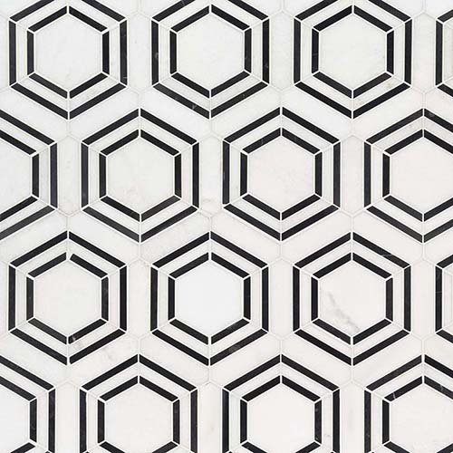 Marble Mosaic sheet tile in Georama Nero