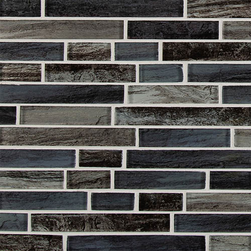 Glass Mosaic sheet tile in Grigio Lagoon Interlocking