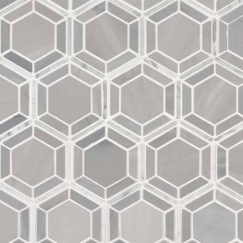 Marble Mosaic sheet tile in Hexagono Grigio
