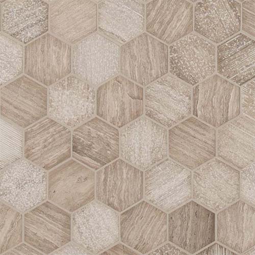 Marble Mosaic sheet tile in Honey Comb Hexagon