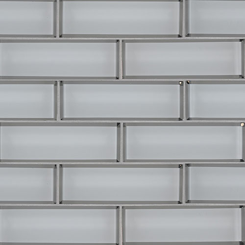 Glass Mosaic sheet tile in Ice Bevel Subway
