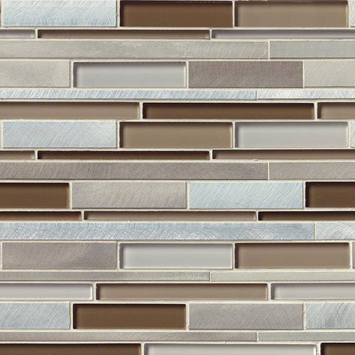 Glass Metal Blend Mosaic sheet tile in Madison Avenue Interlocking