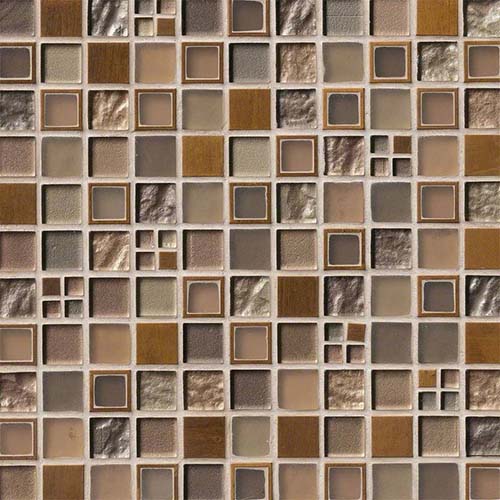 Glass Metal Mosaic sheet tile in Manhattan Blend