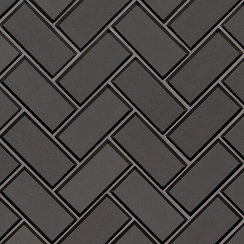 Glass Mosaic sheet tile in Metallic Gray Bevel Herringbone