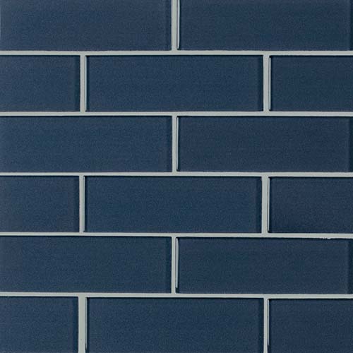Glass Mosaic sheet tile in Midngiht 2x6 Subway