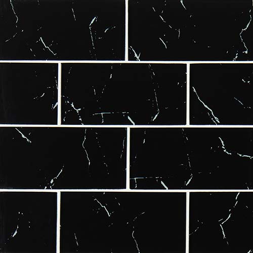 Glass tile in Nero Marquina 3x6