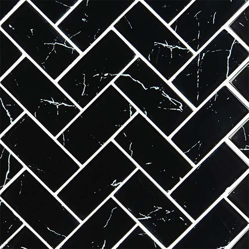 Glass Mosaic sheet tile in Nero Marquina