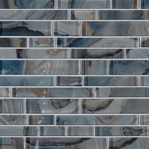 Glass Mosaic sheet tile in Night Sky Interlocking