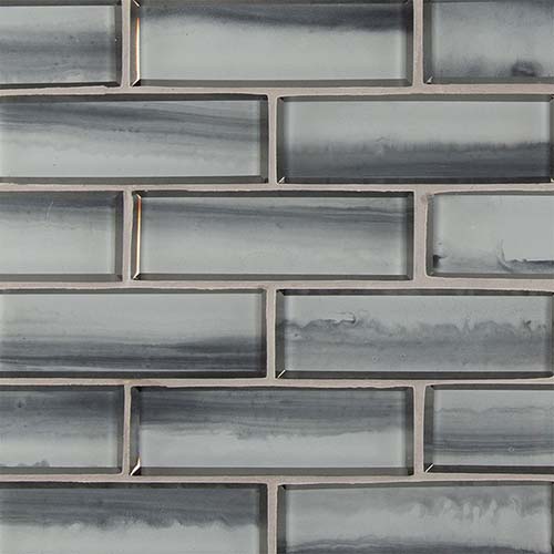 Glass Mosaic sheet tile in Ombre Grigia Subway