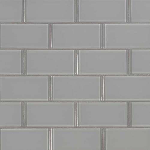 Glass Mosaic sheet tile in Oyster Gray Subway 2x4