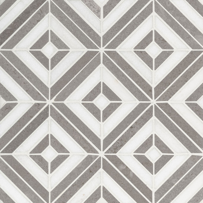 Marble Mosaic sheet tile in Rhombix Dove