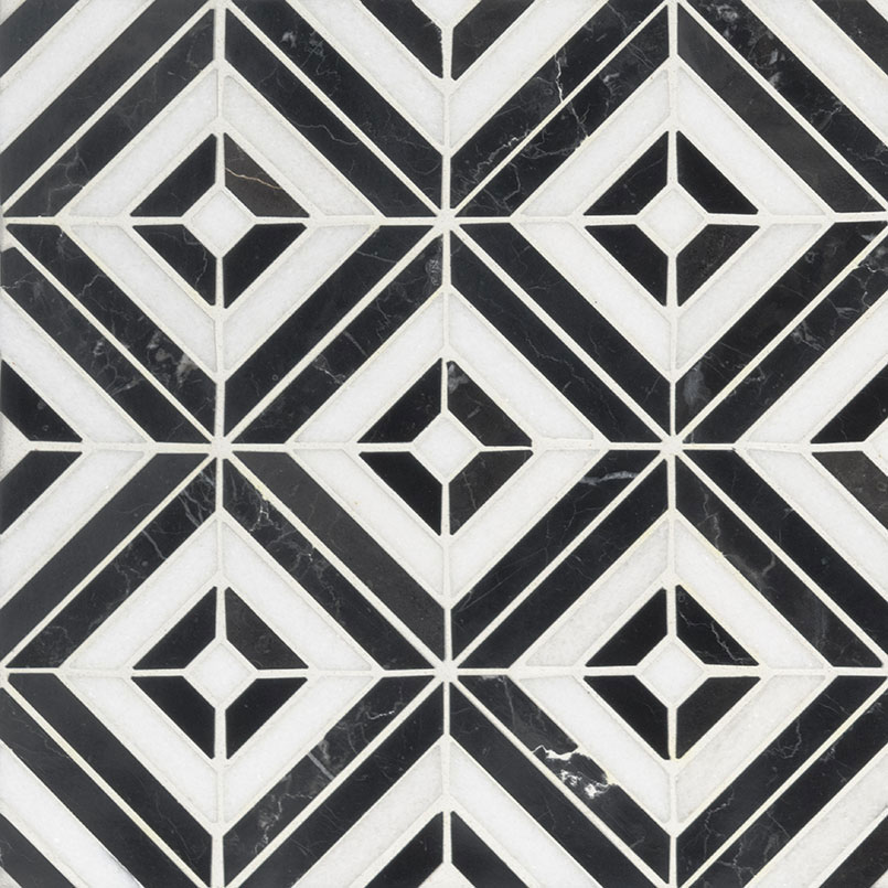 Marble Mosaic sheet tile in Rhombix Nero